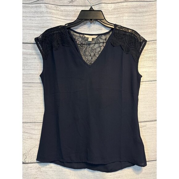 Banana Republic Lace Trim V-Neck Blouse Size XSP - Picture 1 of 3